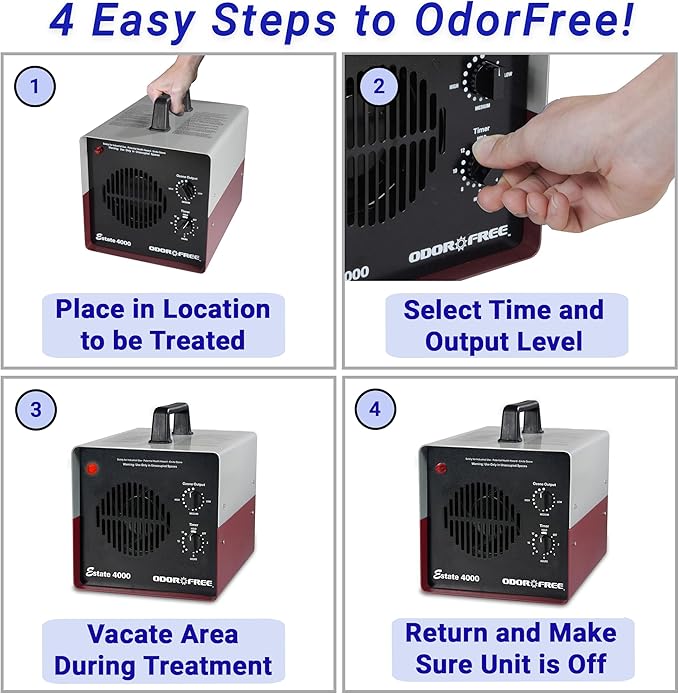 Estate 4000 Ozone Generator for Eliminating Odors from Large Homes & Offices, Townhouses and Commercial Spaces at their Source - Easily Treats Up To 4000 Sq Ft