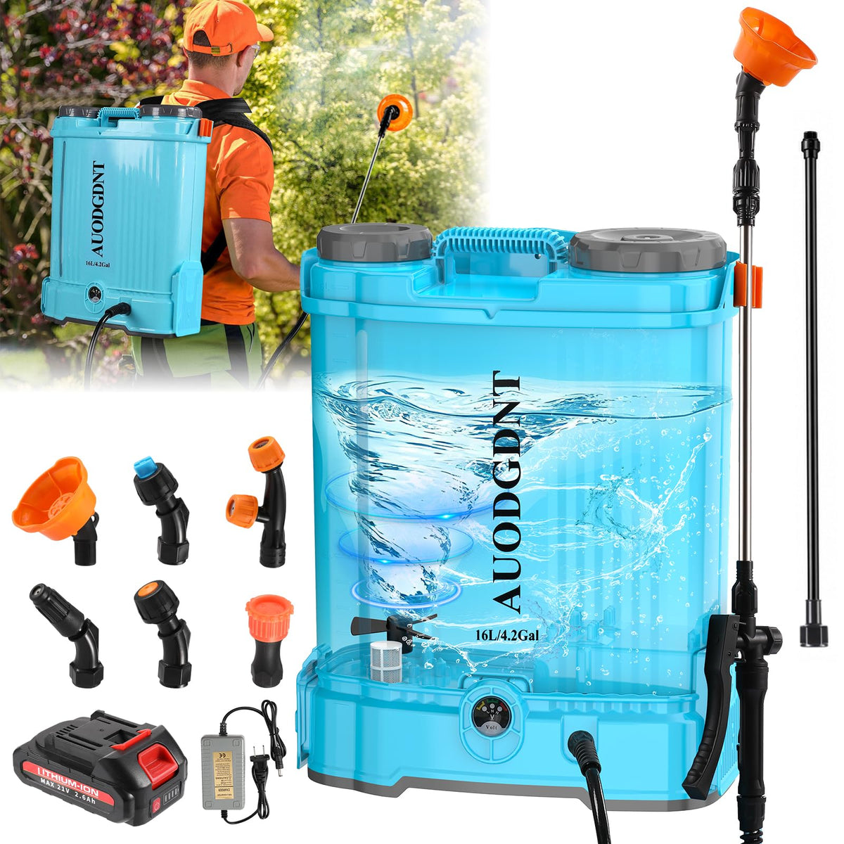 Battery Powered Backpack Sprayer 4 Gallon with Auto-Mixing - Image 1