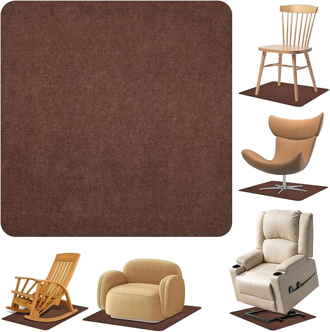 Recliner Pads for Hardwood Floors, Non Slip Recliner Grippers, Furniture Pads Floor Mats for Carpet, Anti Slide Office Chair Mat for Floor Protector, 40"x40" (1 Pack Brown