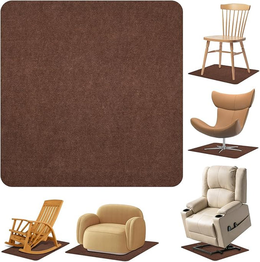 Recliner Pads for Hardwood Floors, Non Slip Recliner Grippers, Furniture Pads Floor Mats for Carpet, Anti Slide Office Chair Mat for Floor Protector, 40"x40" (1 Pack Brown