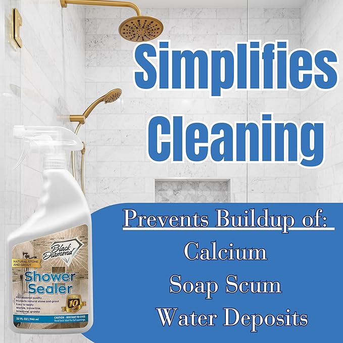 Black Diamond Stoneworks Bathroom Glass Cleaner Spray & Natural Stone Shower Sealer – 2 Pack Bathroom Bundle for Crystal-Clear Glass and Long-Lasting Stone Protection