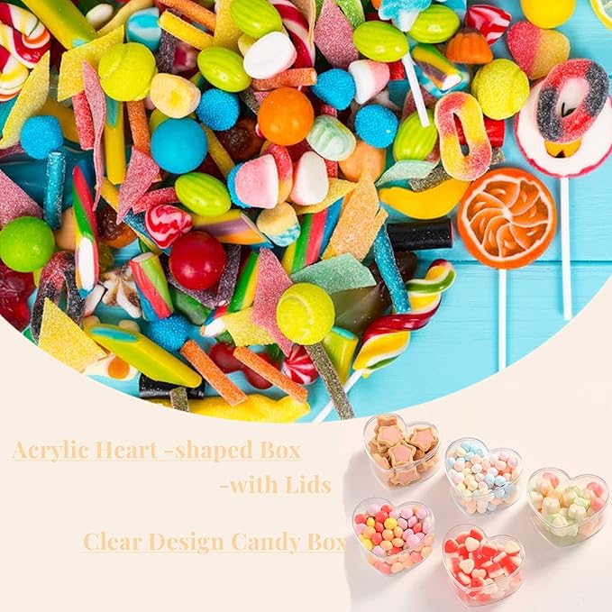 KissYou Acrylic Box Easter Party Favor Clear Heart Box with Lid Small Bridesmaid Proposal Ring Holder Heart-shaped Candy Jewelry Storage Display Boxes