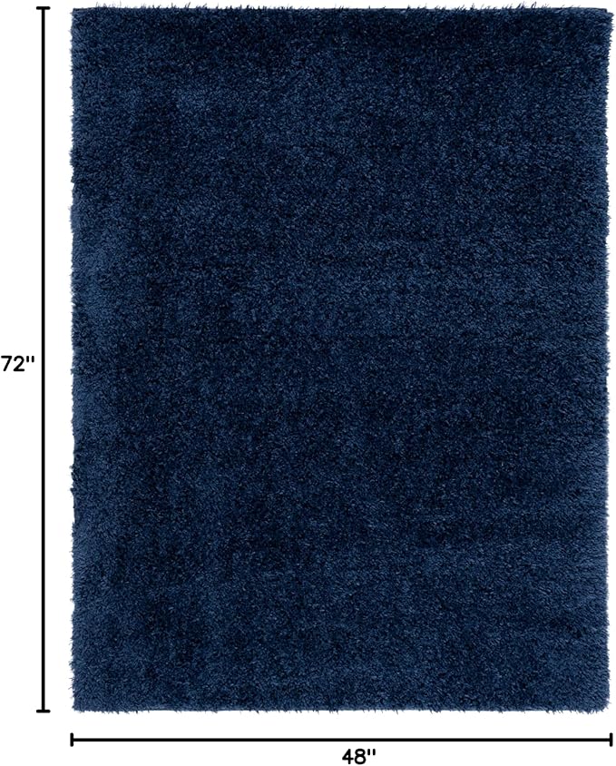 SAFAVIEH Lindsay Shag Collection Area Rug - 4' x 6', Navy, Contemporary Design, Ideal for High Traffic Areas in Living Room, Bedroom & Dining Room (LNS560N-4)