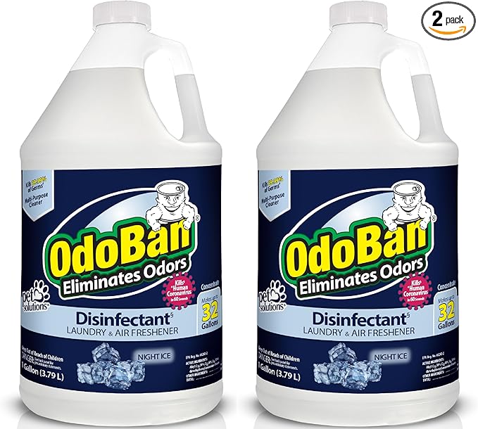 OdoBan Disinfectant Concentrate and Odor Eliminator, Made in the USA, Night Ice Scent, 2 Gallons