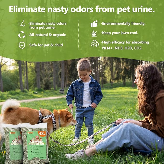 USKICH Backyard Deodorizer,48 lbs Yard Odor Eliminator,Eliminates Stool & Urine Odor on Potty Patches,Artificial Turf,Grass,Lawns,Patios,Concrete&Playgrounds-Cat Litter Box Odor Eliminator&Freshener