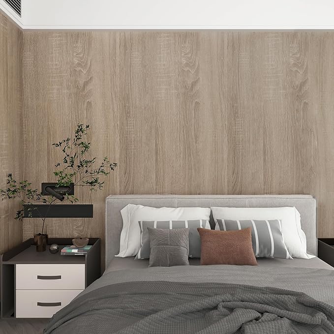 Large Size 196"x48" Wide Light Wood Grain Contact Paper Peel and Stick Gray Wooden Wallpaper for Bathroom Farmhouse Laundry Room Apartment Temporary Wallpaper Self Adhesive Wood Vinyl Wrap