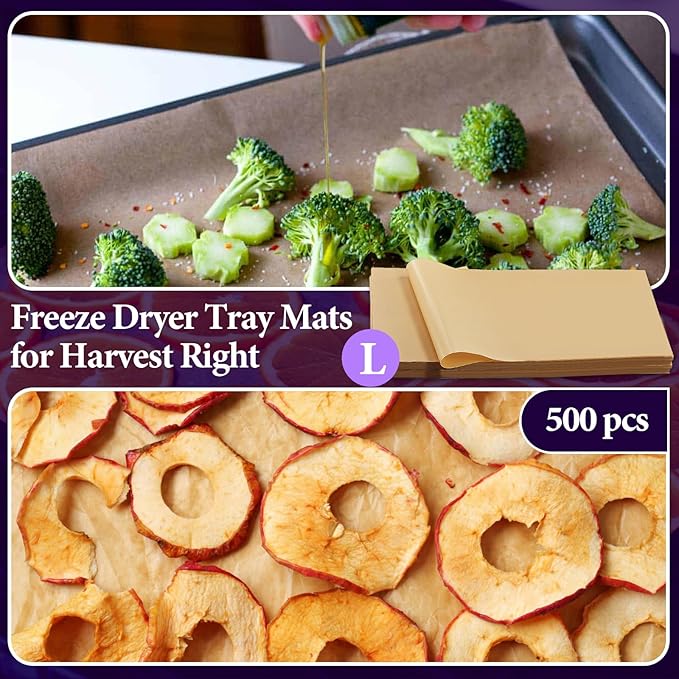 500 Packs Freeze Dryer Tray Mats For Harvest Right Freeze Dryer Accessories for Large Trays, Parchment Sheets, Freeze Dryer Tray Mats for Harvest Right