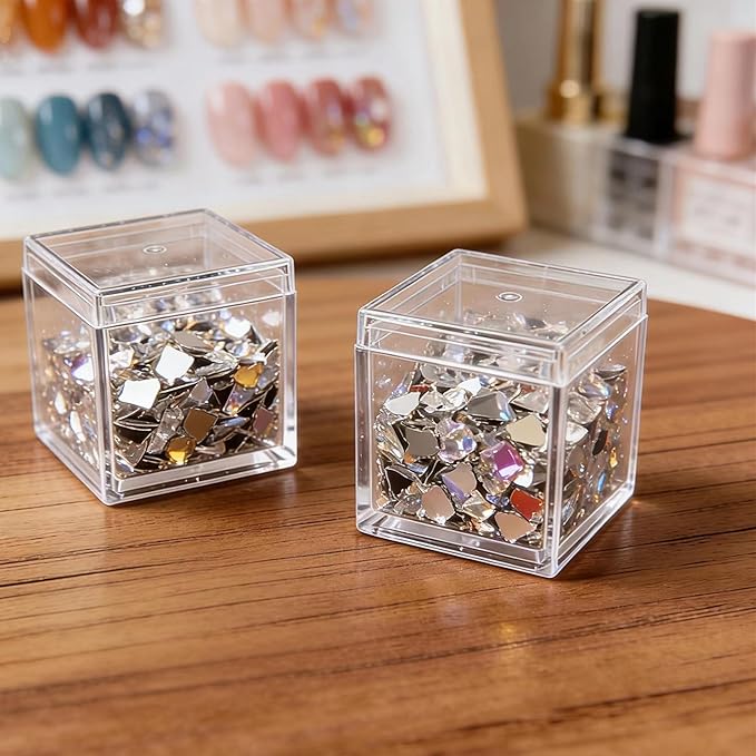 KissYou Small Acrylic Box Clear Candy Boxes with Lid Acrylic Square Cube 4 Pieces Display Case Transparent Jewelry Storage Box Party Decorative Boxes