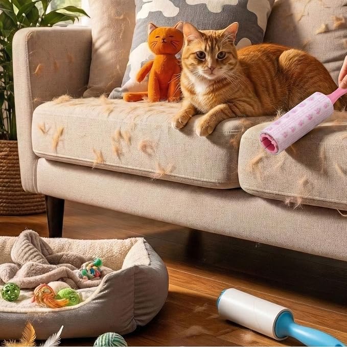Zhehao 8 Pcs Mini Lint Rollers for Pet Hair Travel Size Clothes Sticky Lint Removers Blue Pink Roller Hair Removal Tools for Dog, Cat, Furniture, Travelers, Pet Owners