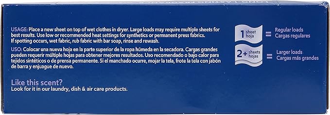 Clorox Fraganzia Fabric Softener Dryer Sheets, Wrinkle Reducing and Anti Static Laundry Dryer Sheets for Great Smelling Clothes, Softens Fabrics, Lavender with Eucalyptus Scent, 105 Count