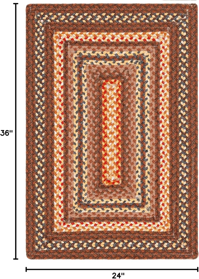 SAFAVIEH Washable Rug Outdoor Braided Collection - 2' x 3', Brown & Light Brown, Handmade & Reversible, Non-Shedding & Easy to Clean, Ideal for Entryway, Patio, Kitchen, Mudroom, Front Door (BRD313T)