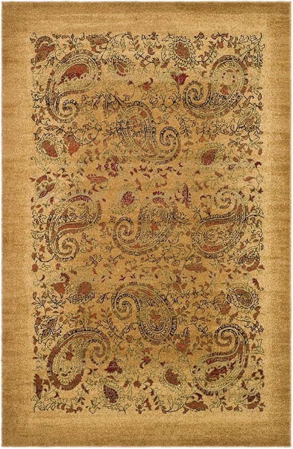 SAFAVIEH Lyndhurst Collection Area Rug - 5'3" x 7'6", Beige & Multi, Traditional Paisley Design, Non-Shedding & Easy Care, Ideal for High Traffic Areas in Living Room, Bedroom (LNH224A)