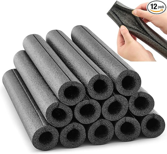 Amylove 12 Pcs 1 Feet Pipe Insulation Foam Tube Pool Noodles Insulating Water Pipe Swim Noodles Heat Preservation Pipes Covers for Tubing Outdoor Freeze Protection(Black,1 Inch)