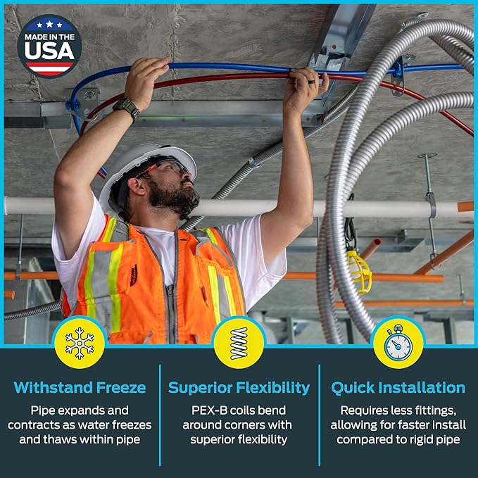 SharkBite 3/4 Inch x 300 Feet Blue PEX-B, Made in the USA, Flexible Water Pipe Tubing for Plumbing, U870B300