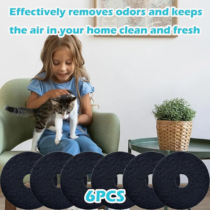 Cat Litter Box Replacement Filters for Hidden Litter Box Cat, Activated Charcoal Filters Replacement to Absorb Odors and Litter Box Deodorizer for Hidden Enclosure Litter (6 Pack)