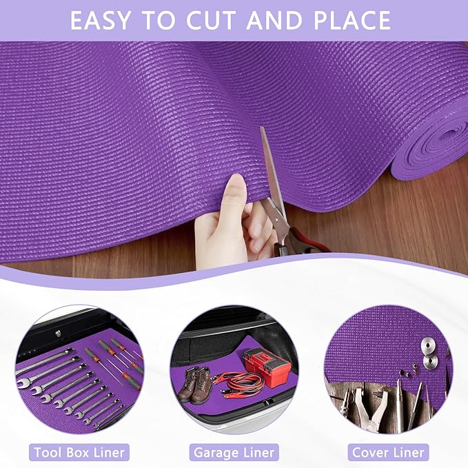 Foam Toolbox Liner Drawer Mat 1/8 Inch Thick X 16 Inch Wide X 16 Ft Long Purple, No Slip for Protecting Cabinet, Garage, Cart, Tool Box