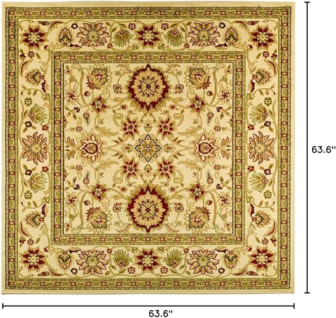 SAFAVIEH Lyndhurst Collection Area Rug - 5'3" Square, Ivory & Ivory, Traditional Oriental Design, Non-Shedding & Easy Care, Ideal for High Traffic Areas in Living Room, Bedroom (LNH212L)