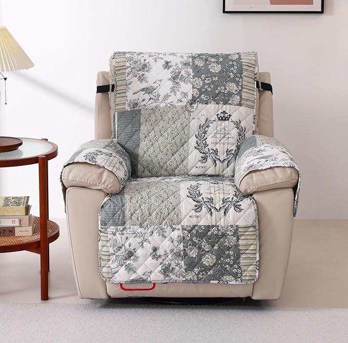 Cmfshape Skidproof Sofa Cover-Grey Bird Sofa Slipcover with Elastic Straps-Easy Fit Slip Cover-Washable Furniture Protector for Pets and Kids(Chair,Grey)