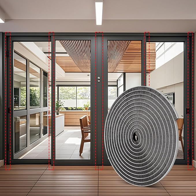 33 Ft Strong Adhesive Brush Weather Stripping for Sliding Windows and Door Frames-Seal Strip for Soundproofing,Waterproof,and Windproof-Durable and Wear Resistant,0.6"x 0.4"