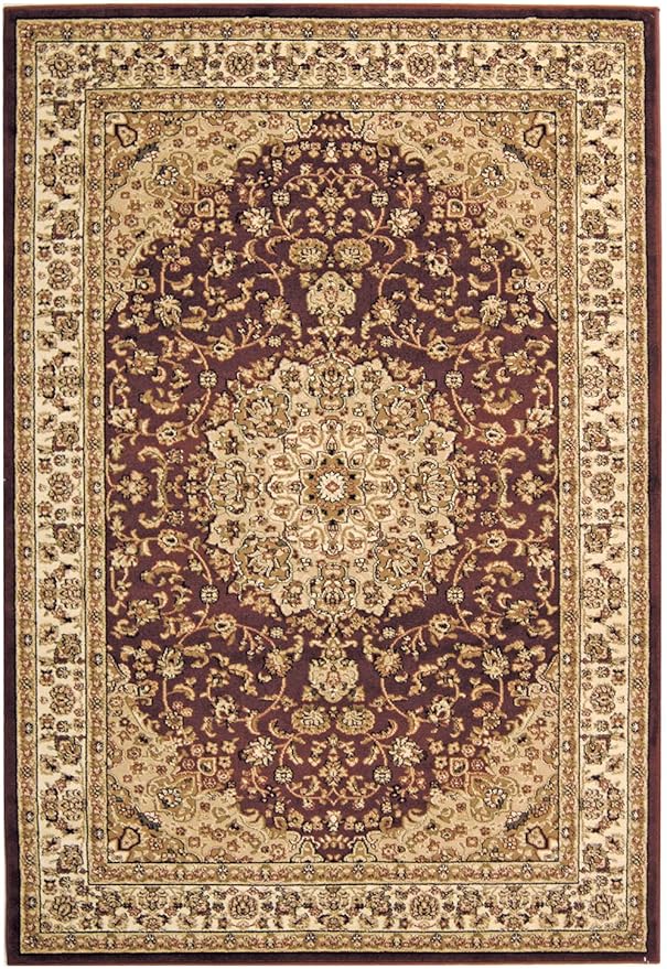 SAFAVIEH Lyndhurst Collection Area Rug - 6' x 9', Red & Ivory, Traditional Oriental Medallion Design, Non-Shedding & Easy Care, Ideal for High Traffic Areas in Living Room, Bedroom (LNH222B)