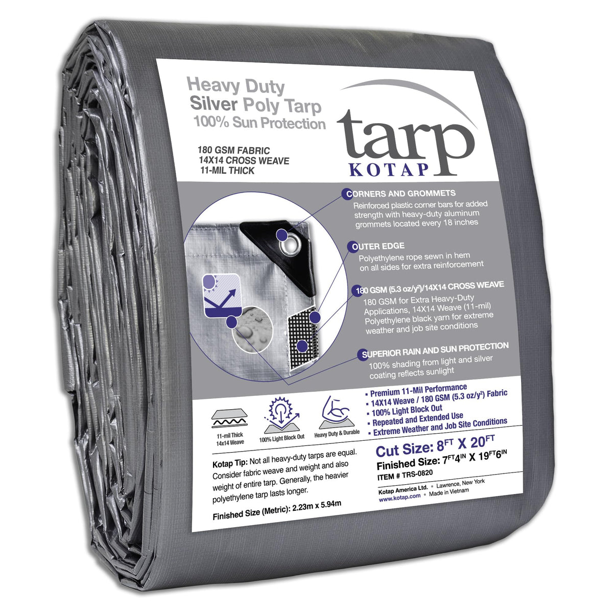 Kotap 8 x 20 Ft. Heavy-Duty Protection/Coverage Tarp, Superior - Image 1