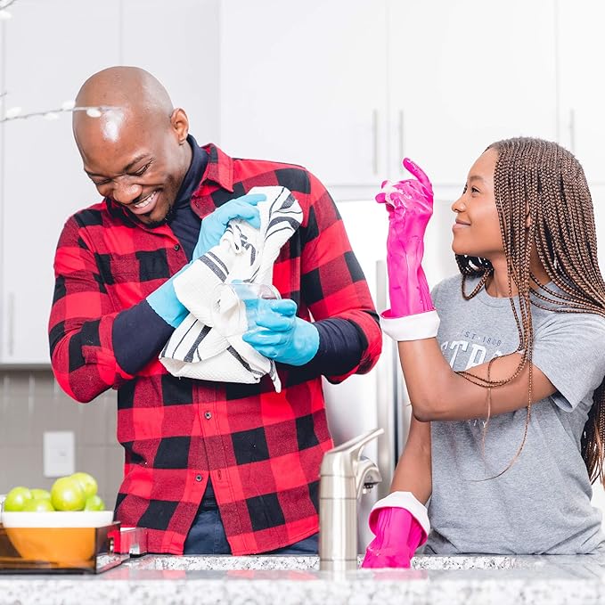 Playtex Living Reuseable Rubber Cleaning Gloves (Small, 4 Pairs), Premium Protection Reusable Household Gloves