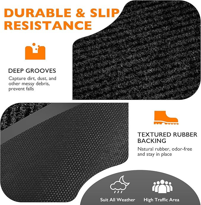 Custom Size Extra Large Front Door Mat, 3FT x 23FT Indoor Outdoor Entrance Commercial Floor Mat, Heavy Duty Dirt Trapper Doormat for Entryway Welcome Mat, Low Profile, Non-Slip, Waterproof