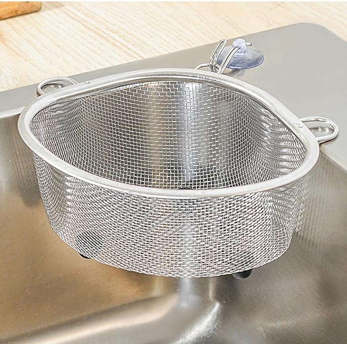 2PCS Sink Strainer, Triangle Strainer Basket Corner Sink Drainer Sink Food Catcher Kitchen Sink Strainer Basket for Kitchen Waste