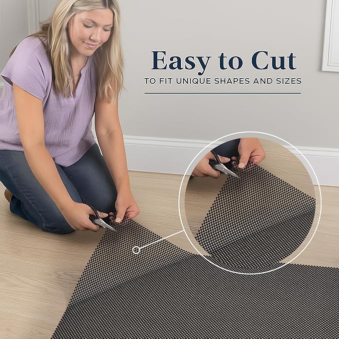Veken 6x9 Ft Rug Pad Gripper for Hardwood Floors, Non Slip Black Rug Pads for Area Rugs, Thick Rug Grippers for Tile Floors, Under Carpet Anti Skid Mat, Keep Your Rugs Safe and in Place