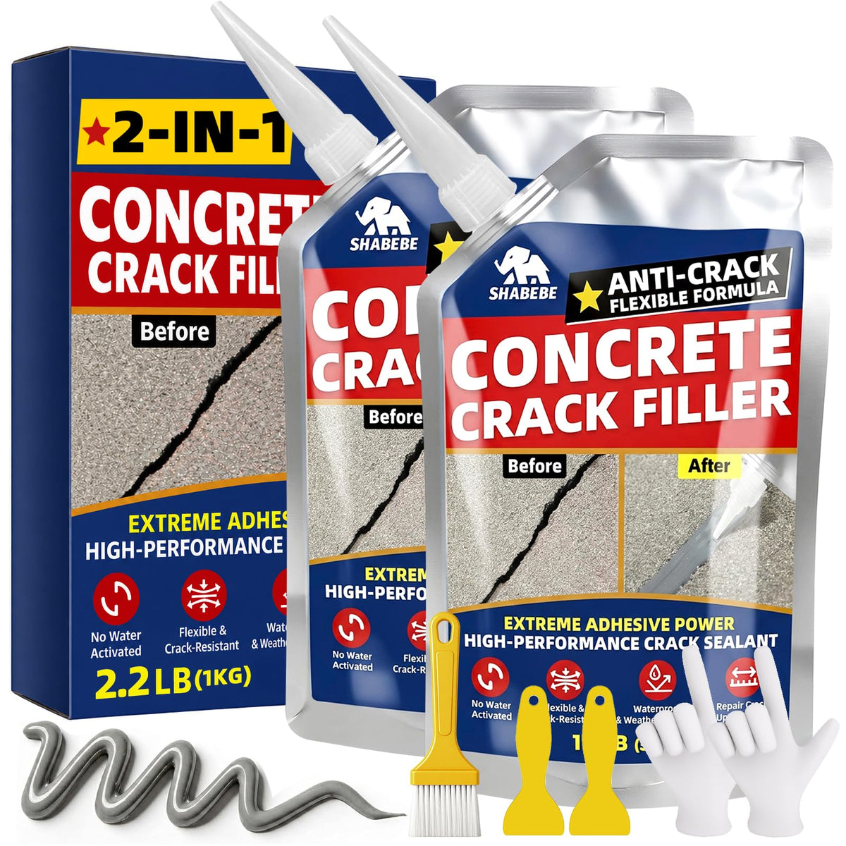 2 in 1 Concrete Crack Filler - Self Leveling Concrete | Home Repair - Image 1