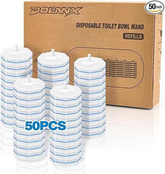 50 Pcs Toilet Wand Refills, Disposable Toilet Bowl Brush Replacement Heads for Sink Bathtub