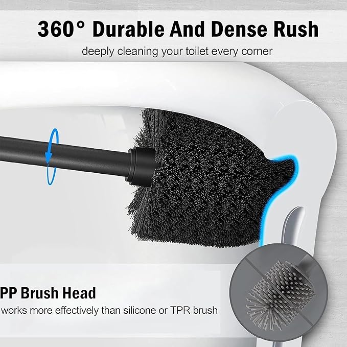 Vince Camuto Toilet Bowl Brush with Holder, Durable Bathroom Cleaning Tool, Modern Design for Easy Toilet Maintenance, Bathroom Cleaner Brush for Efficient Cleaning and Hygiene