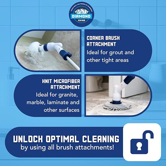 Diamond Shine Power Scrubber - 6 Pack Replacement Head Set - Spin Brush Cleaning Heads Upgrade