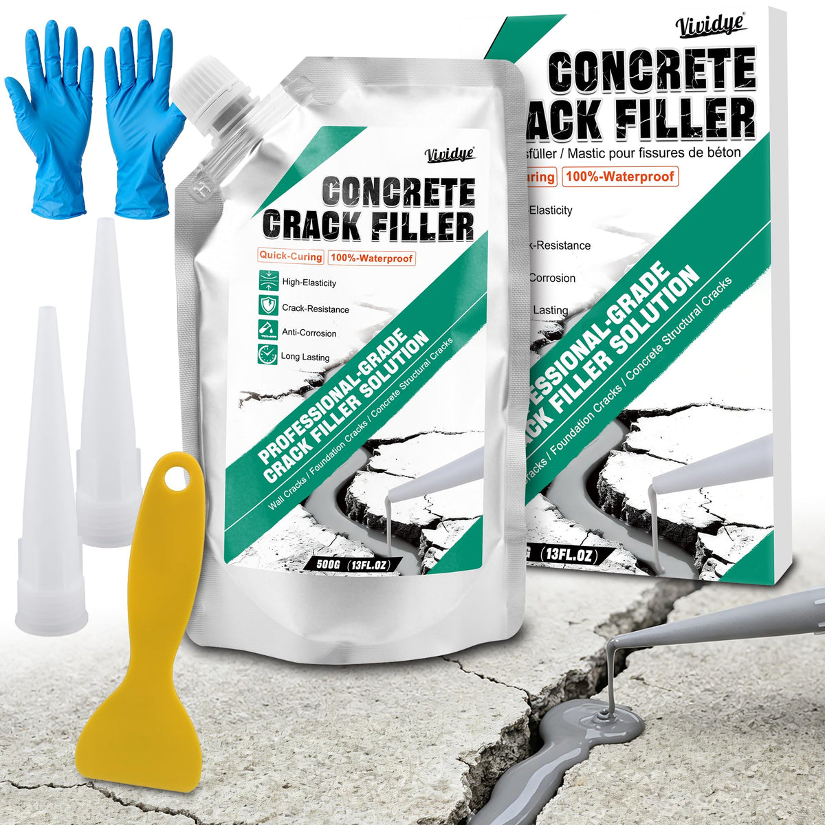 Concrete Crack Filler, 1.1LB Self Leveling Cement Crack | Home Repair - Image 1