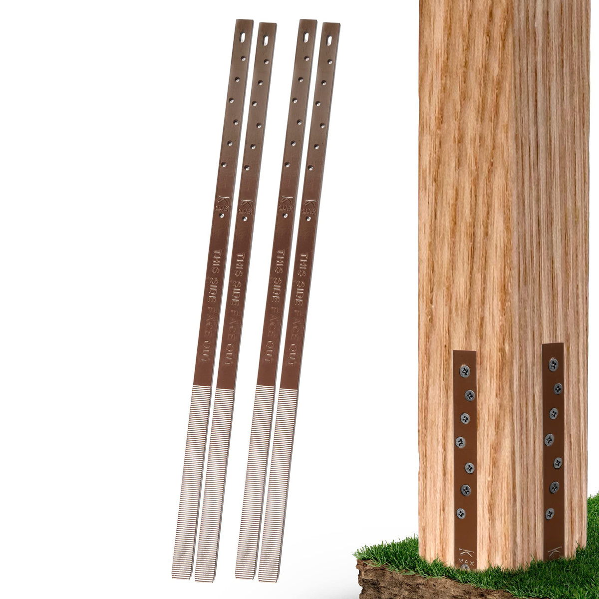 Pack of 4 Easy Fence Post Repair Kit (to Fix 2 Broken Wood - Image 1