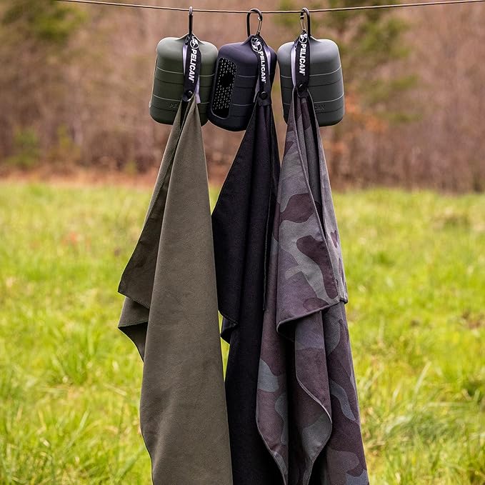 Pelican Outdoor - Multi-Use Towel with Carry Case - Ultra Absorbent Microfiber - Olive Drab