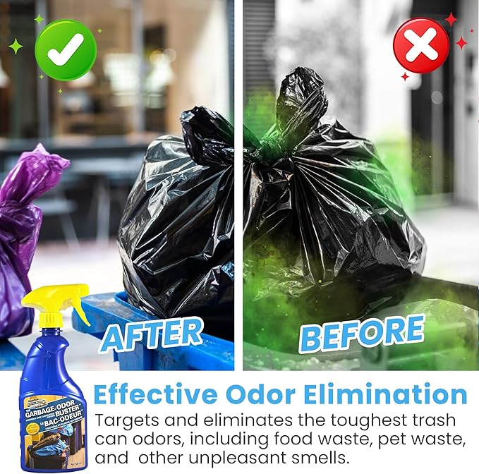 Surf-Pro Outdoor Trash Can Odor Eliminator Spray, 500ml (16.9 oz), Long-Lasting Fresh Scent Deodorizer for Garbage, Compost & Pet Waste Bins