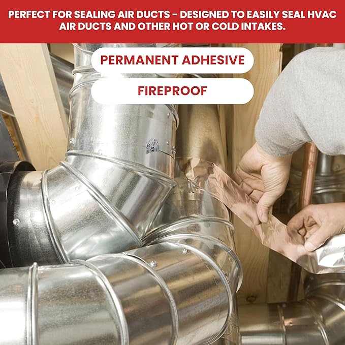 GGR Supplies AF-20R Professional/Industrial Grade High Temperature Heat Shield Resistant Aluminum Foil Tape Ideal for HVAC, Air Ducts Repair (3.6Mil): 1/2 in. Wide x 50 yds.