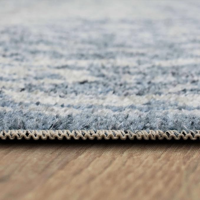 Mohawk Home Cassandra Abstract Geometric, Ornamental Denim Blue 2' x 10' Area Rug Perfect for Living Room, Dining Room, Office