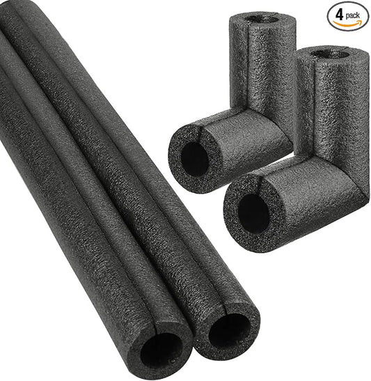 4 Pack Elbow Pipe Insulation Foam Tube Outdoor Wrap Black Pipe Covers Elbow Insulation Tubing Water Foam Covers for Outdoor Winter Irrigation, Sprinkler (3/4 Inch)