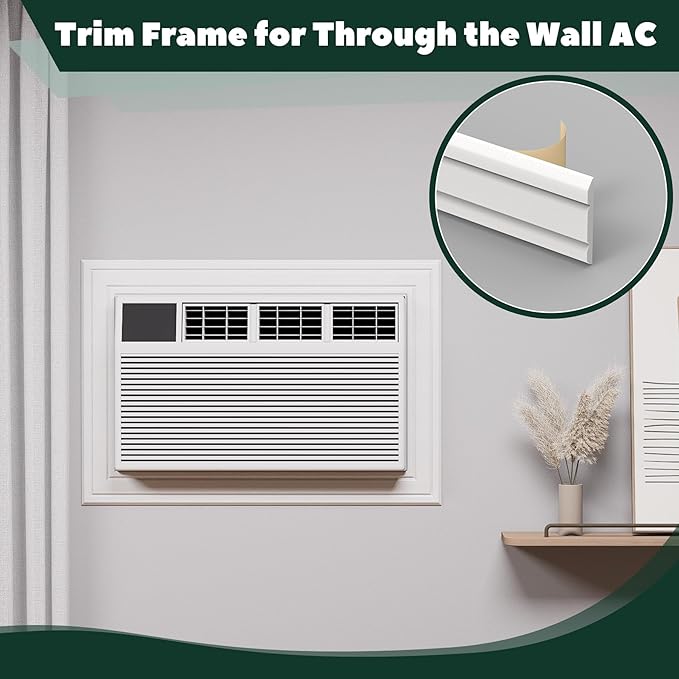 Flehomo Through The Wall AC Trim, Adhesive Trim for Through The Wall Air Conditioner Units, Foam Sealer Gap Trim, Windproof & Nice Appearance