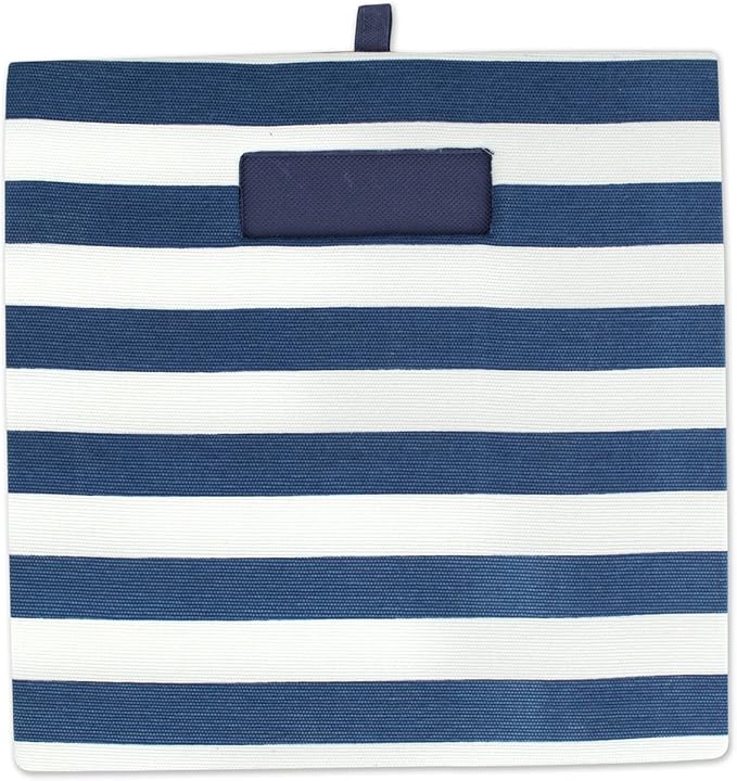 DII Polyester Cube Storage Collection Hard Sided Collapsible, 11x11x11, Nautical Blue