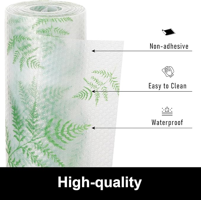 Cooyes Shelf Liners for Kitchen Cabinets Refrigerator Liners Waterproof & Oil-Proof Kitchen Cupboard Liner Drawer Mats EVA Material Non Adhesive Fridge Liner for Shelves（23.6" W x 236" L）
