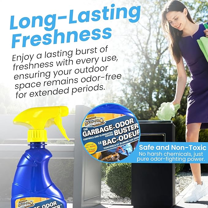 Surf-Pro Outdoor Trash Can Odor Eliminator Spray, 500ml (16.9 oz), Long-Lasting Fresh Scent Deodorizer for Garbage, Compost & Pet Waste Bins