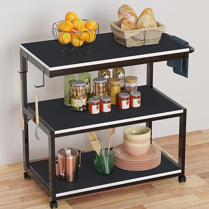 Black Shelf Liners for Kitchen Cabinets Non Adhesive Drawer Liner for Bathroom Waterproof Refrigerator Liners for Shelves Fridge Plastic Mats Cabinet Cupboard Liner 11.8 x 236.2 Inches x 2 Rolls