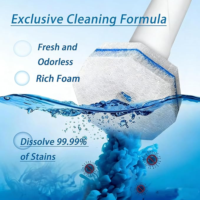 60 Count Toilet Wand Refills Fits Clorox Wand, 3X Cleaning Exclusive Upgrade Formula Disposable Toilet Bowl Wand Refills, No Falling Apart, Fits Most Brand Toilet Brushes Cleaning Systeam