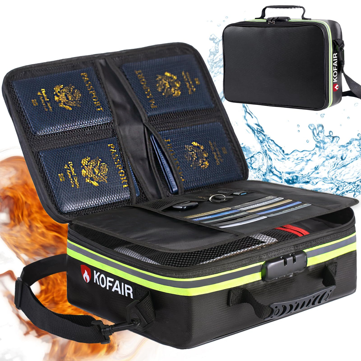 Fireproof Document Bag (16 x 11 x 5 inch) with Lock & - Image 1