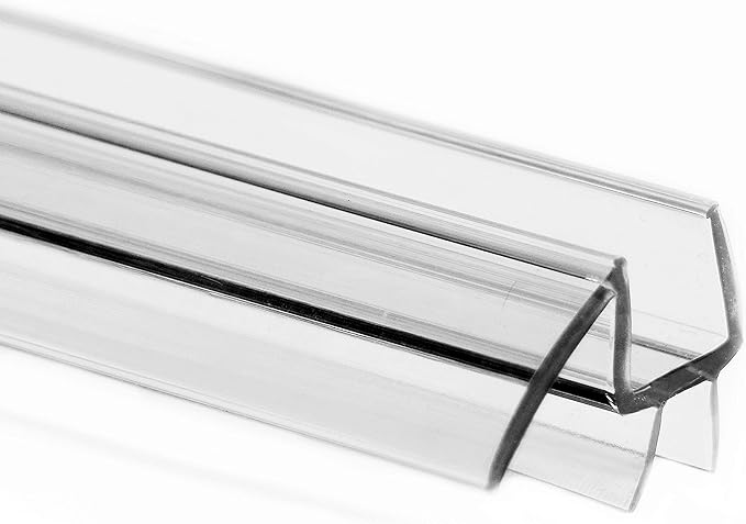 eatelle Shower Door Bottom Seal with Drip Rail for 3/8" (10mm) Thick Glass, 36" Long Sweep - Ultra Clear Polycarbonate