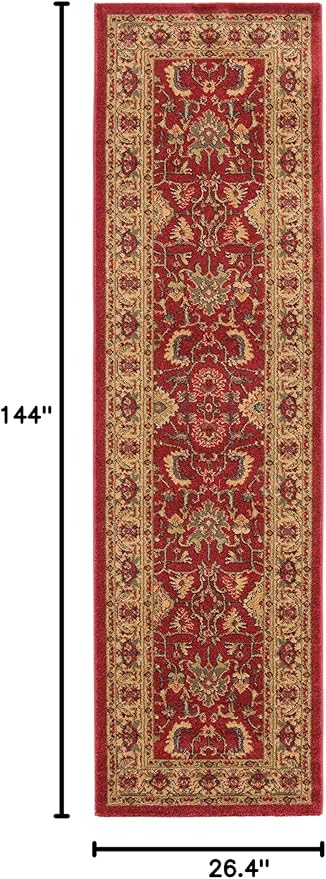 SAFAVIEH Mahal Collection Runner Rug - 2'2" x 12', Red & Beige, Traditional Oriental Design, Non-Shedding & Easy Care, Ideal for High Traffic Areas in Living Room, Bedroom (MAH693Q)