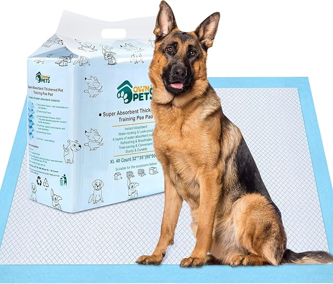 Ownpets Dog Training Extra Large Pad 35’’ x 32’’, Leak-Proof 6-Layer Pet Potty Training Pads Pee Pads with Quick-Dry Surface for Pets, Puppies, Adult, Sick & Aging Dogs, 20 Counts